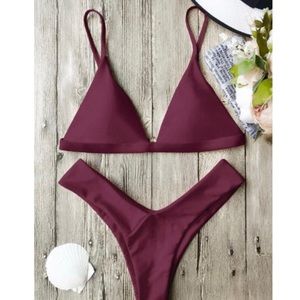 Maroon wine bikini set cheeky thong